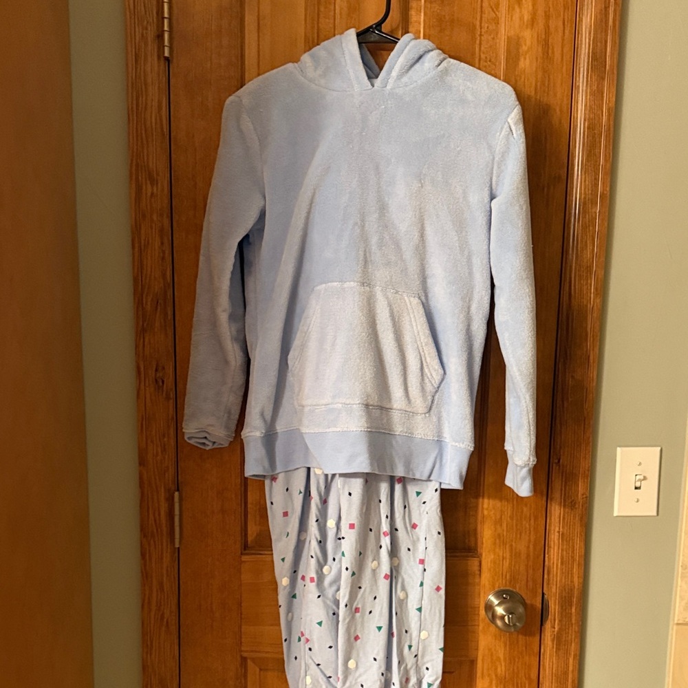 SO Soft Blue Alpaca Hoodie pajama set